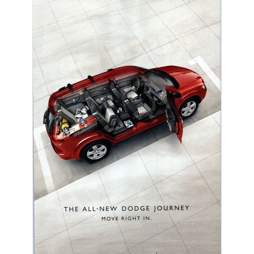 2008 Dodge Journey Minivan Cutaway Drawing Vintage Print Ad Man Cave Wall Art